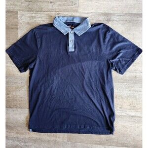 JOE FRESH Navy & Light Blue Dual Color Polo Shirt Mens Size Large Short Sleeve